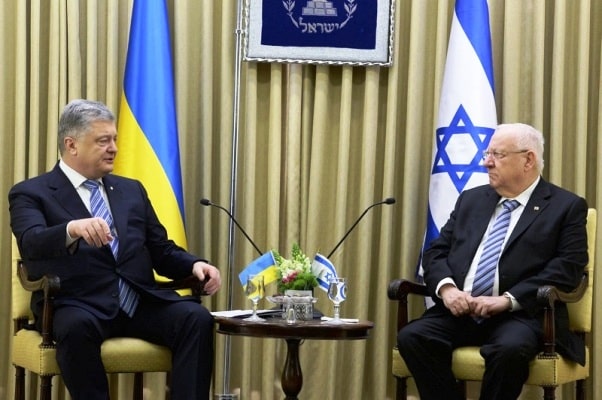 President of Ukraine Petro Poroshenko and President of Israel Reuven Rivlin at a meeting in Jerusalem on January 19 2019